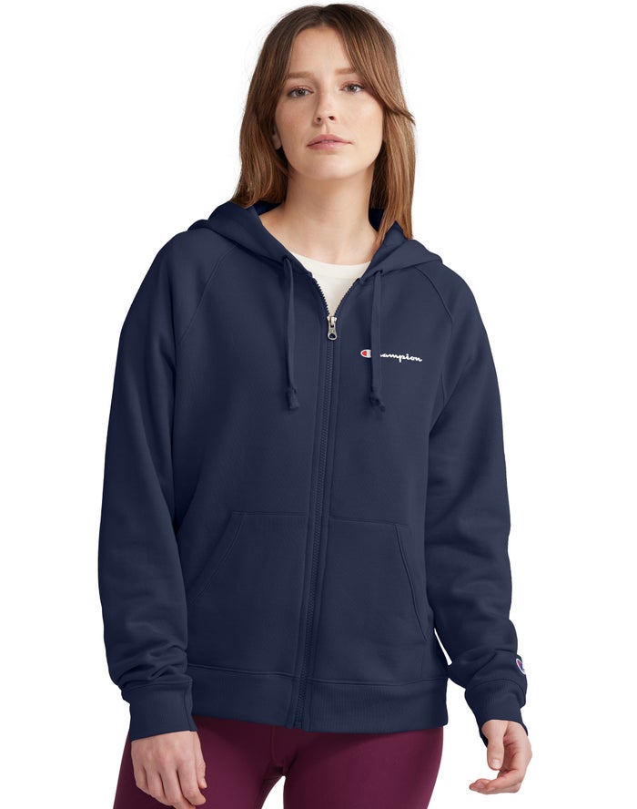 Champion Powerblend Fleece Full Zip Hoodie Dames - Donkerblauw - Belgie 8593CIJGW